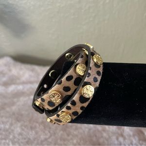 Tory Burch Leopard Print Bracelet with Gold Accents